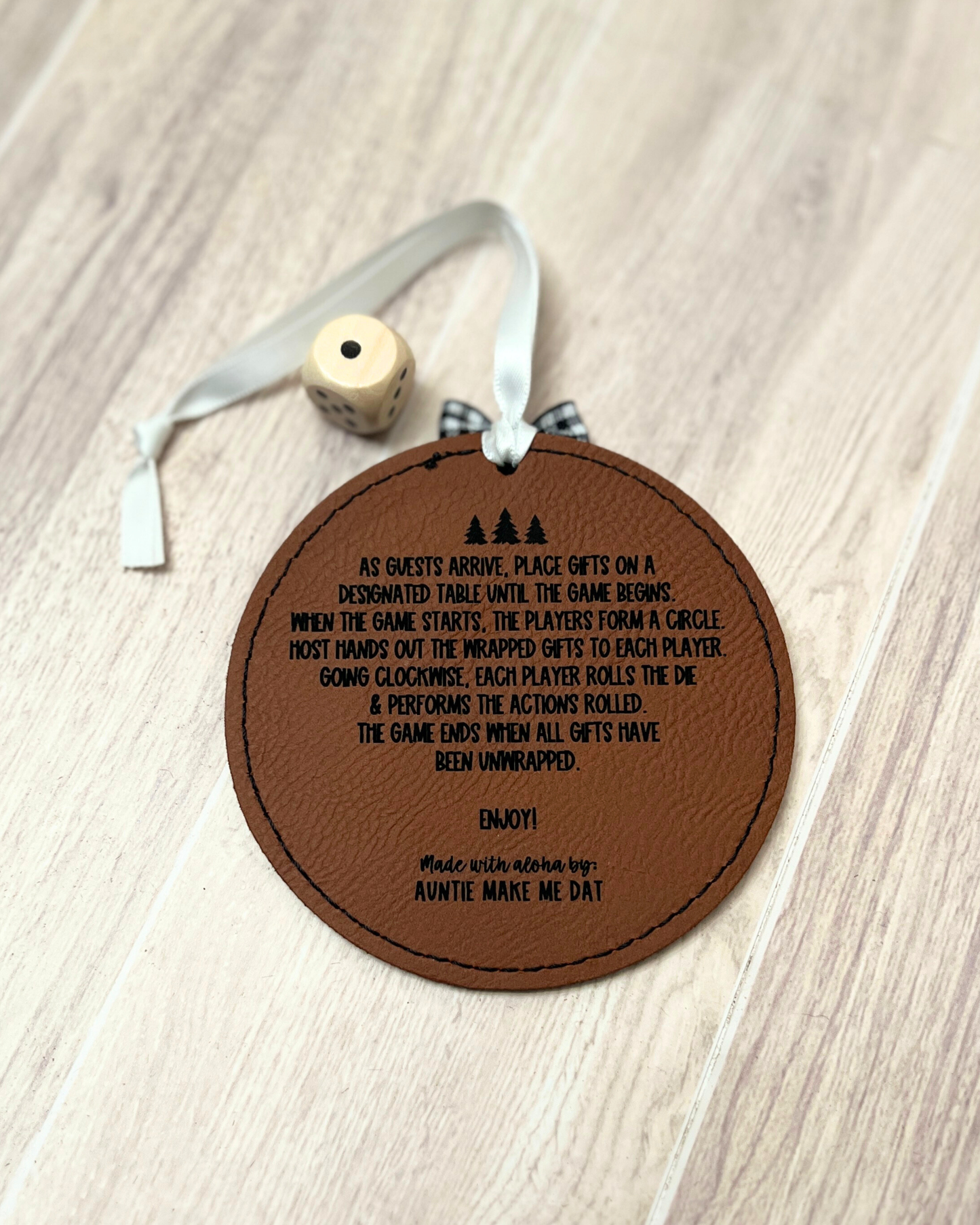 Leather Christmas Gift Exchange Ornament Game