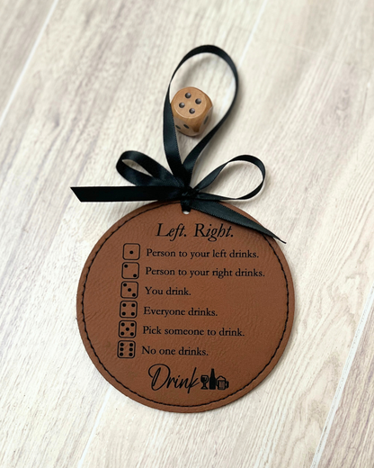 Left. Right. Drink Leather Round Ornament