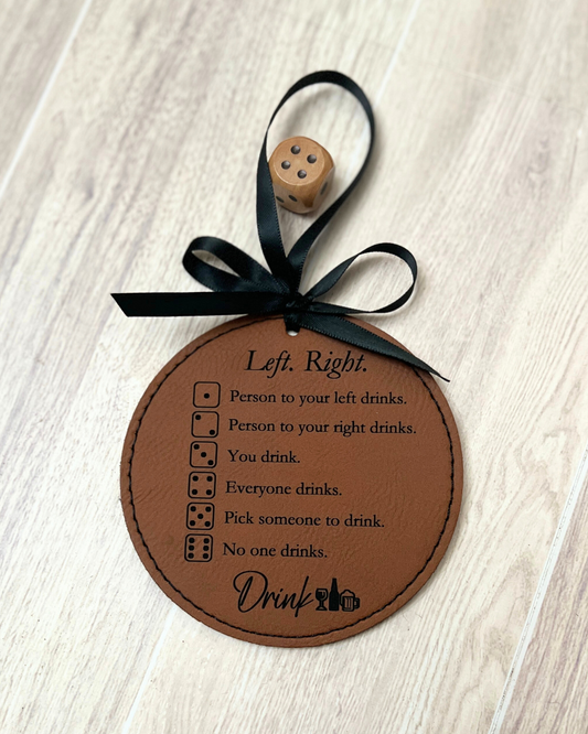 Left. Right. Drink Leather Round Ornament