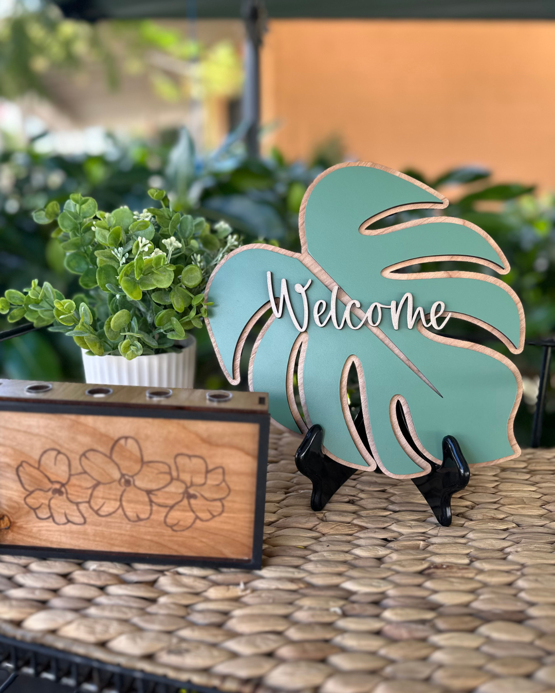 Welcome Monstera Wall/Shelf Decor