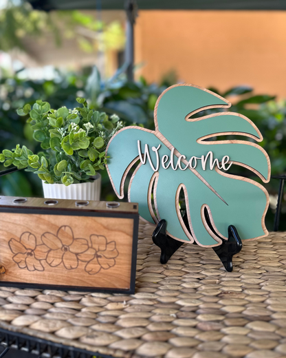 Welcome Monstera Wall/Shelf Decor