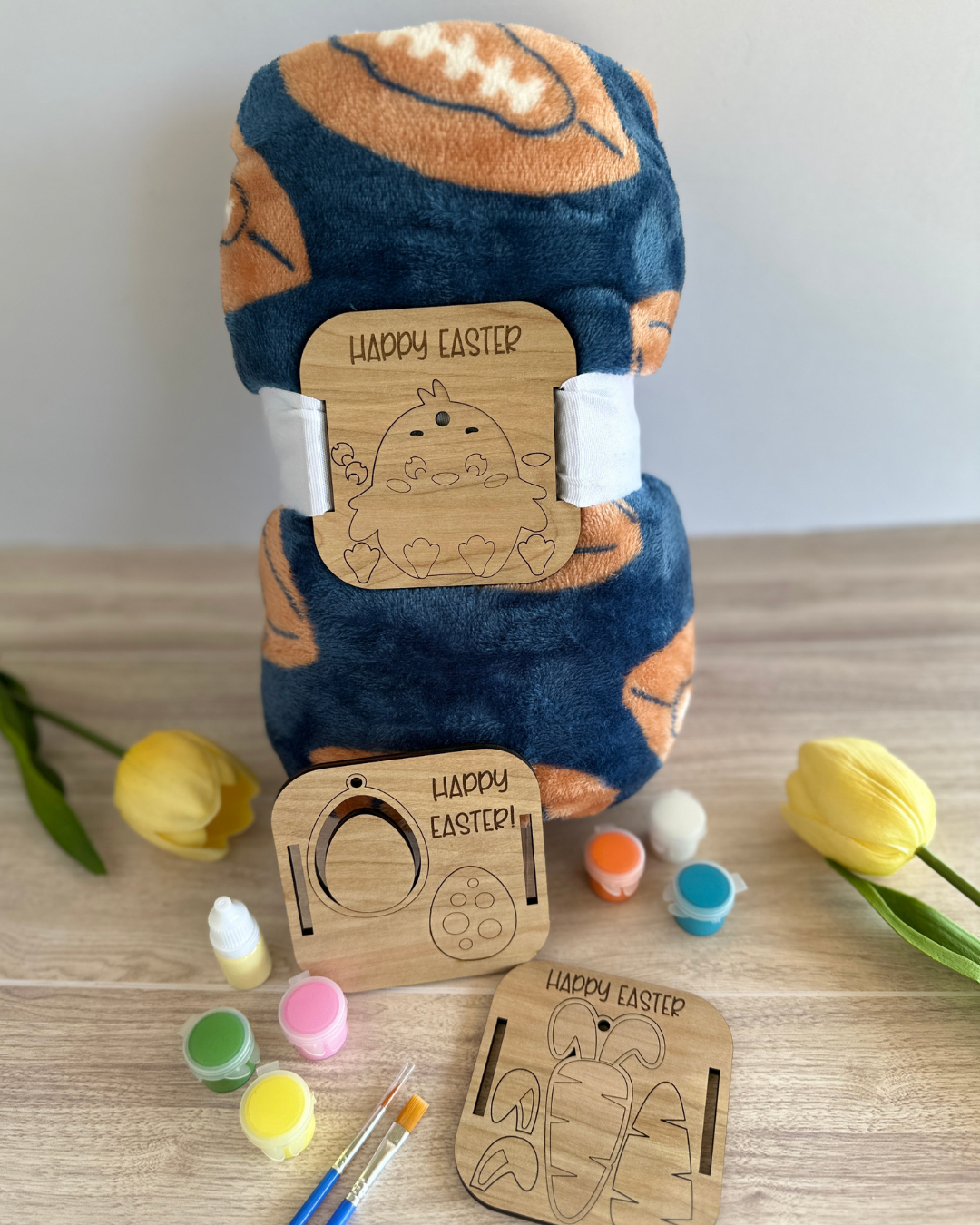 Easter Paint Kit Tag + Football Throw Blanket