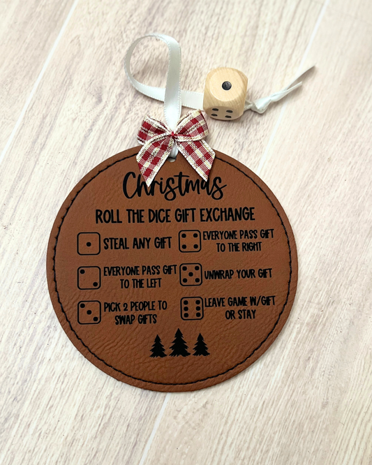Leather Christmas Gift Exchange Ornament Game