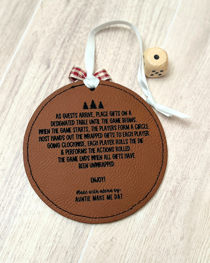 Leather Christmas Gift Exchange Ornament Game