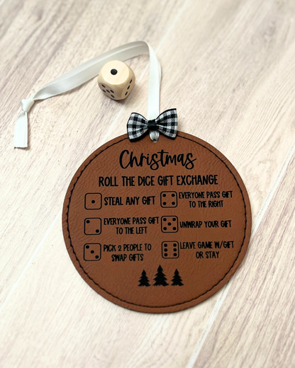 Leather Christmas Gift Exchange Ornament Game