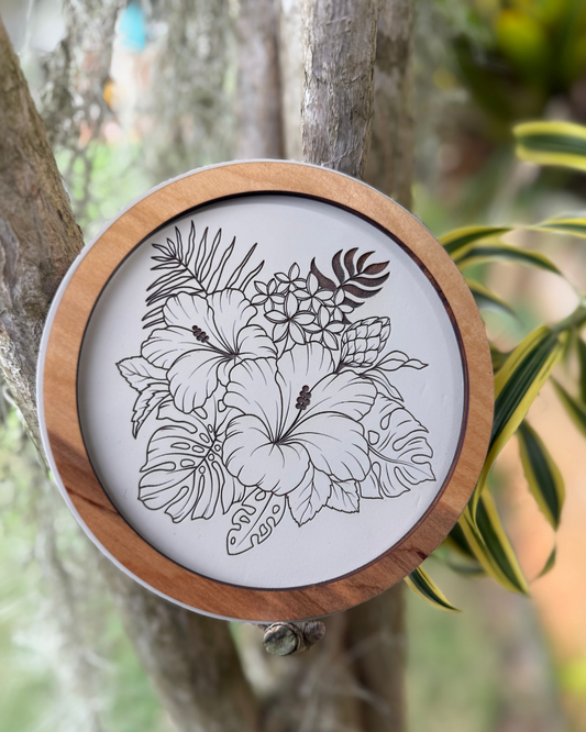 Hibiscus Bouquet Framed Decor