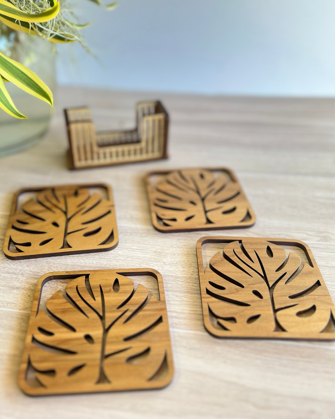 Coaster Set - Framed Monstera