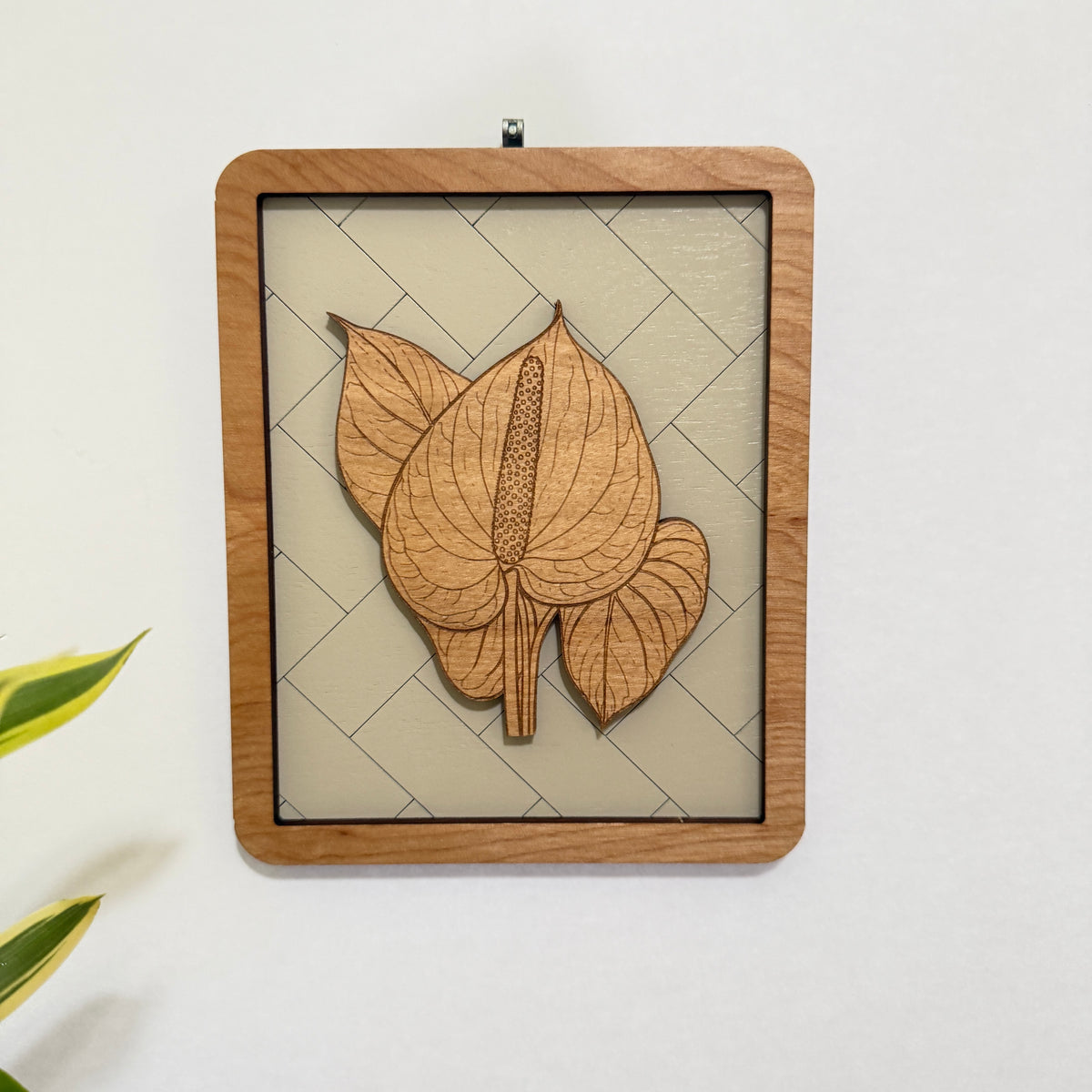 Tropical Wall Art – Laser Cut Wood Botanical Design with Frame