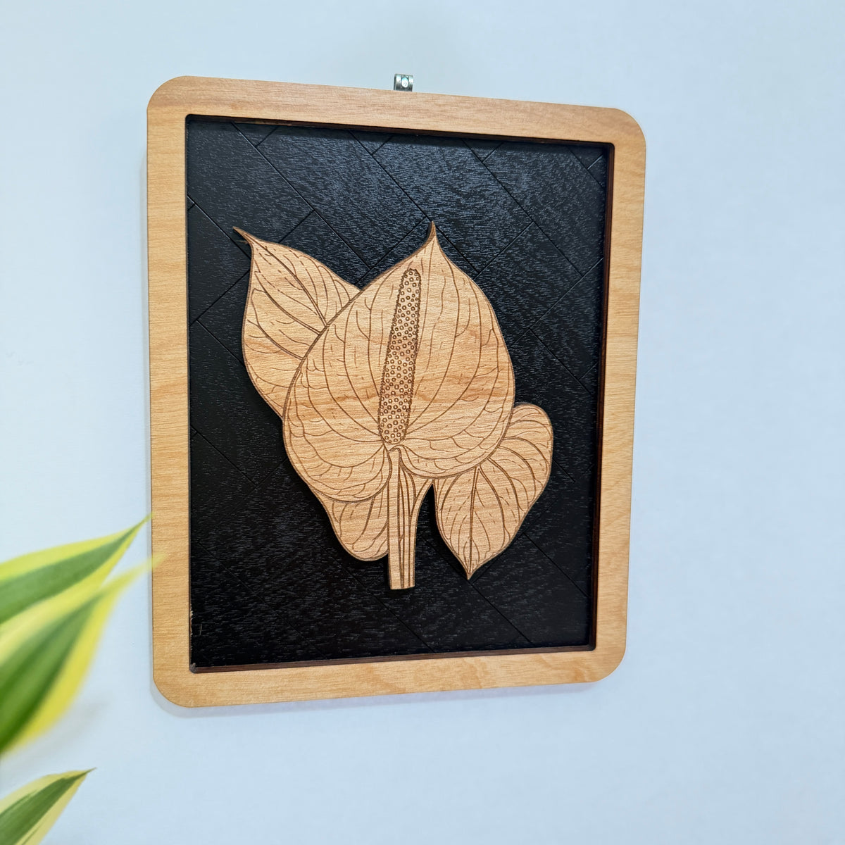 Tropical Wall Art – Laser Cut Wood Botanical Design with Frame