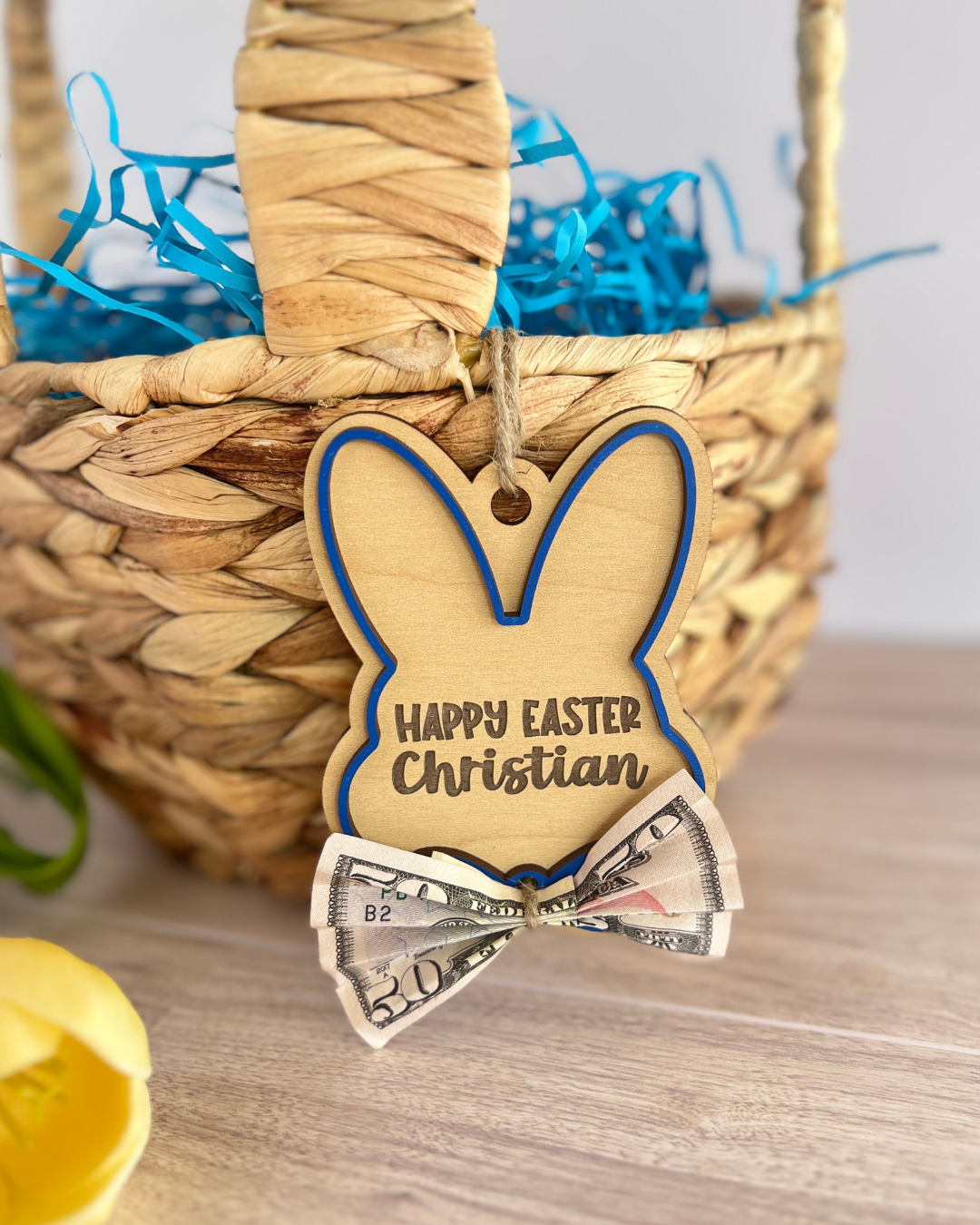 Bunny Money Basket Tag