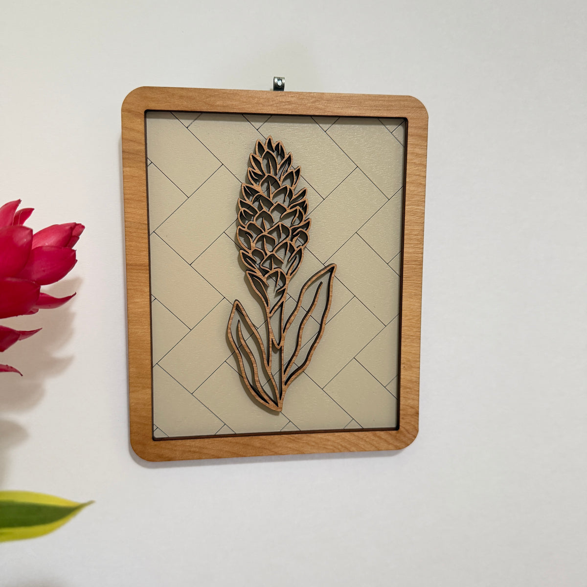 Tropical Wall Art – Laser Cut Wood Botanical Design with Frame