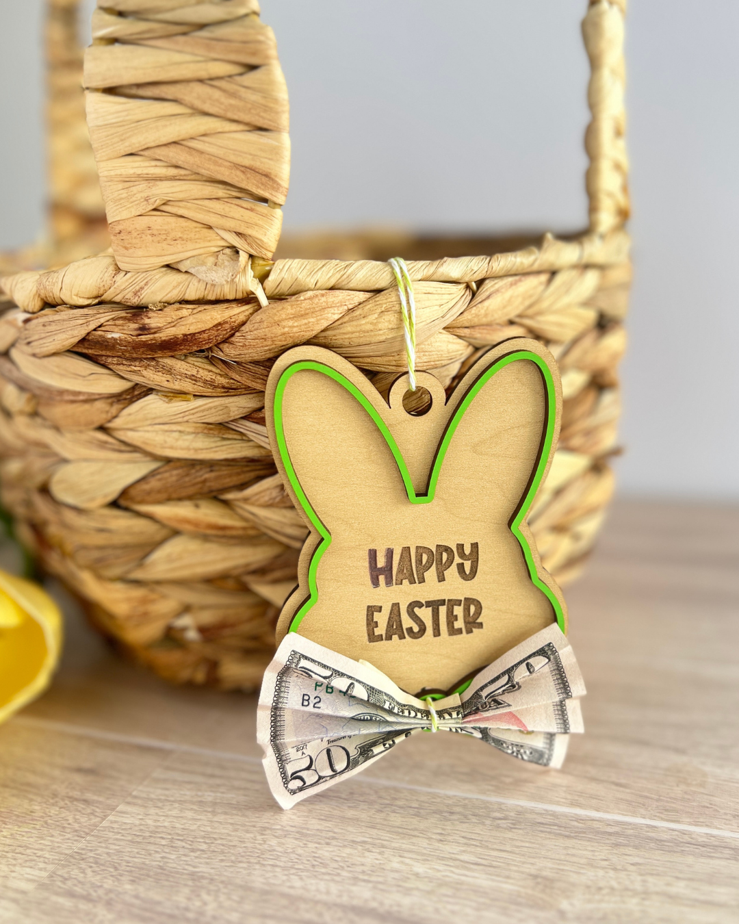 Bunny Money Basket Tag