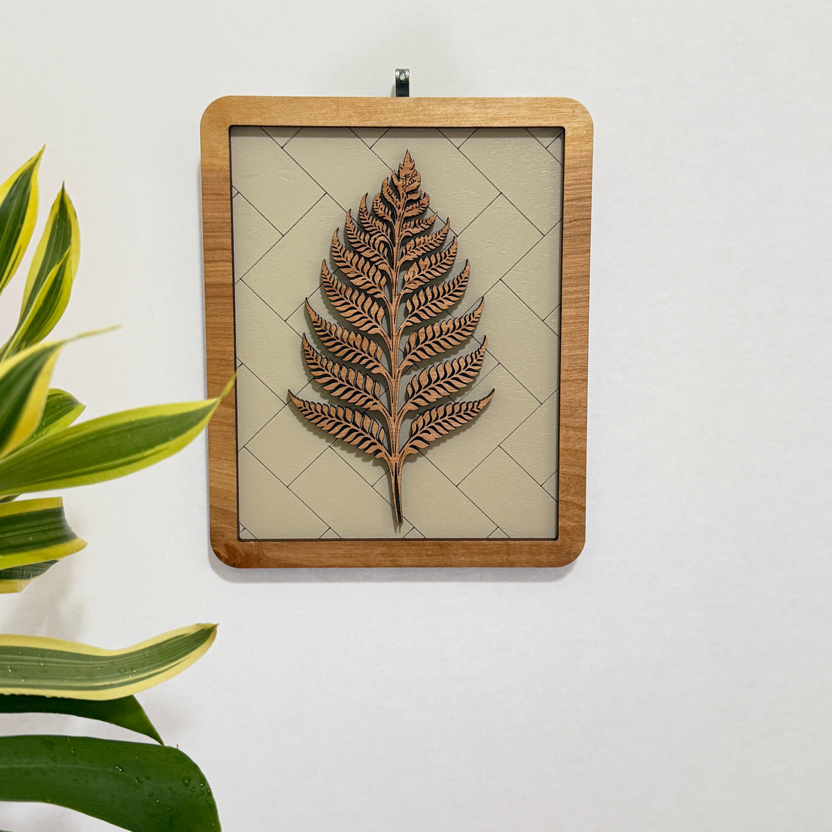 Tropical Wall Art – Laser Cut Wood Botanical Design with Frame