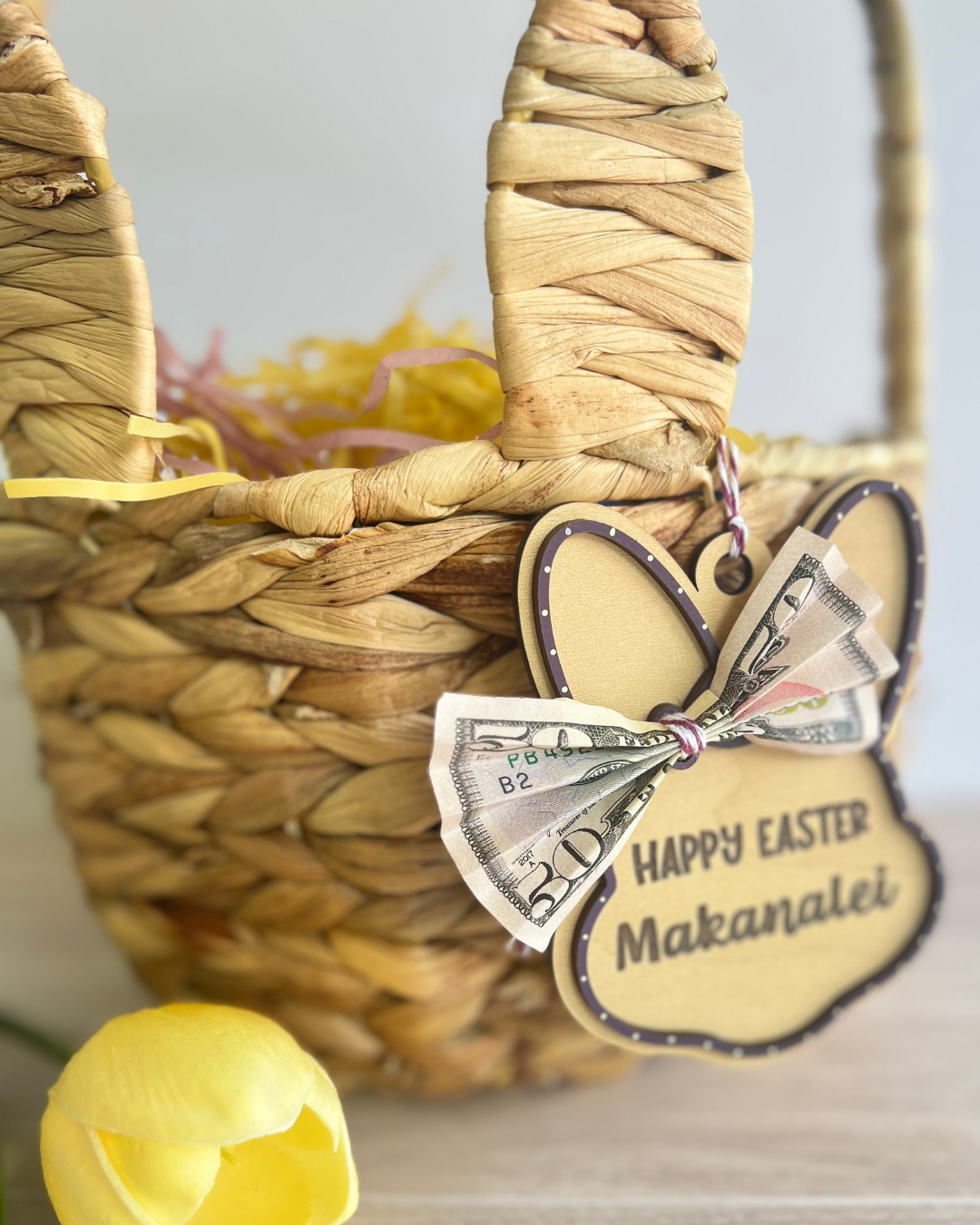 Bunny Money Basket Tag